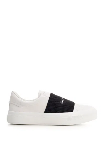 Givenchy Leather City Court Sneakers In Bianco