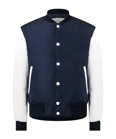 Givenchy White Color-block Varsity Jacket In Black
