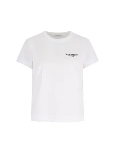 GIVENCHY GIVENCHY WHITE CONTRAST LOGO T-SHIRT WITH ROUND NECKLINE