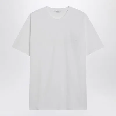 GIVENCHY GIVENCHY WHITE COTTON AND SILK T-SHIRT WITH JACQUARD LOGO MEN