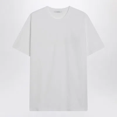 GIVENCHY GIVENCHY WHITE COTTON AND SILK TSHIRT WITH JACQUARD LOGO