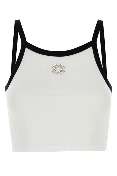 Givenchy Cropped Tank Top In Cotton And Crystals With 4g Detail In White
