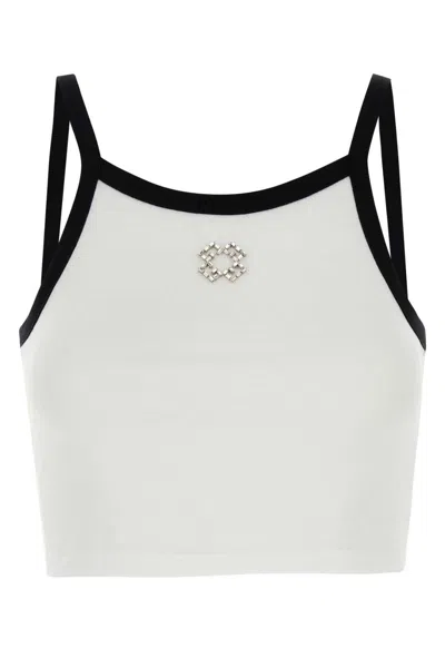 Givenchy Cropped Tank Top In Cotton And Crystals With 4g Detail In White