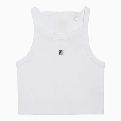 Givenchy Women's Cropped Tank Top In Cotton With 4g Detail In White