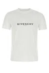 Givenchy White Crewneck T-shirt With Logo Print In Cotton Man