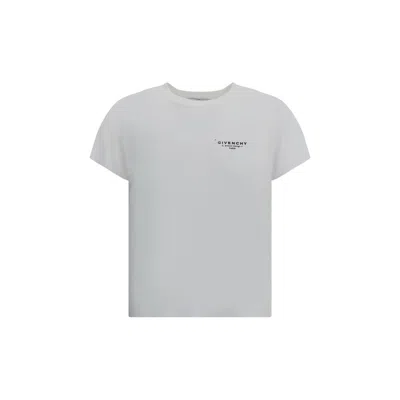 Givenchy White Crew Neck T-shirt With Logo On Front And Back In Cotton Woman In Gray