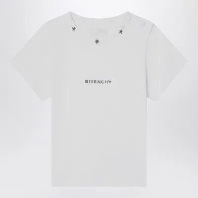 GIVENCHY WHITE COTTON T-SHIRT WITH EMBROIDERED LOGO