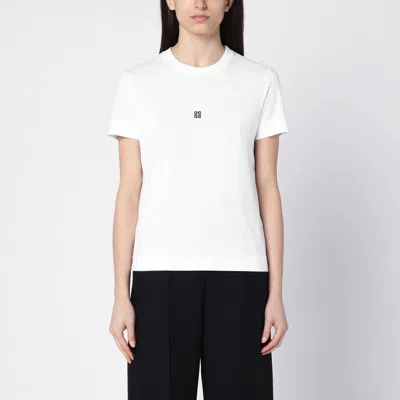 GIVENCHY WHITE COTTON T-SHIRT WITH LOGO EMBROIDERY