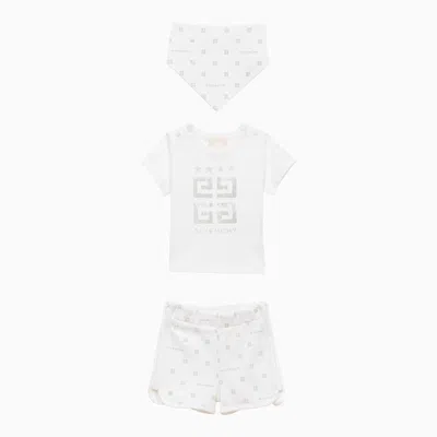 Givenchy Babies' White Cotton T-shirt/short/bandana Set