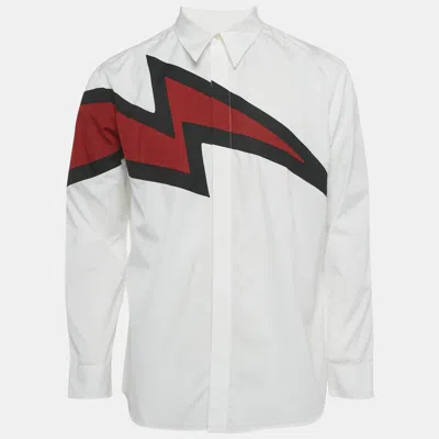 Pre-owned Givenchy White Cotton Thunder Panel Detail Button Front Shirt Xxl