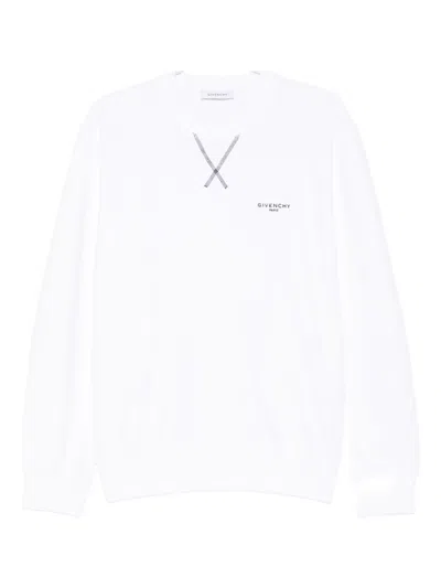 Givenchy White Couture Seam Sweatshirt With Embroidered Logo