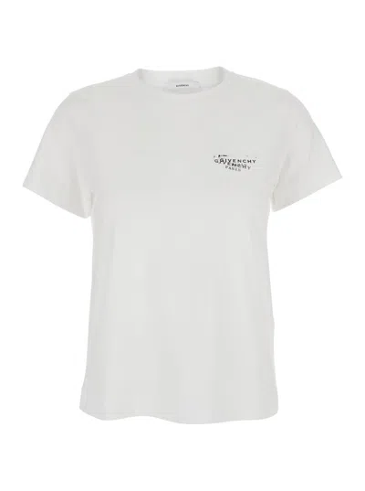 Givenchy White Crew Neck T-shirt With Logo On Front And Back In Cotton Woman