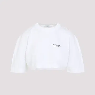GIVENCHY WHITE CREWNECK CROPPED T-SHIRT