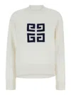 Givenchy White Crewneck Sweater With 4g Logo On The Front In Cashmere Woman In Multicolor
