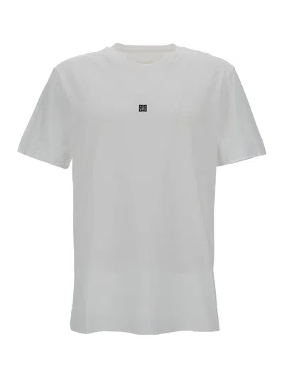 Givenchy White Crewneck T-shirt With 4g Print In Cotton Man