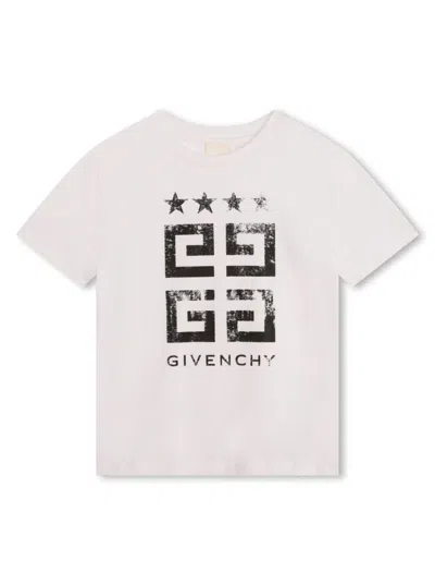 GIVENCHY WHITE CREWNECK T-SHIRT WITH CONTRASTING LOGO PRINT IN COTTON BOY