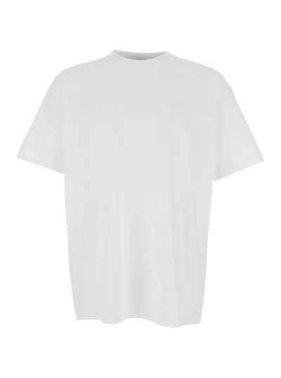 Givenchy White Crewneck T-shirt With Logo Patch On The Front In Cotton Man