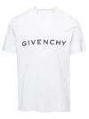 Givenchy White Crewneck T-shirt With Logo Print In Cotton Man