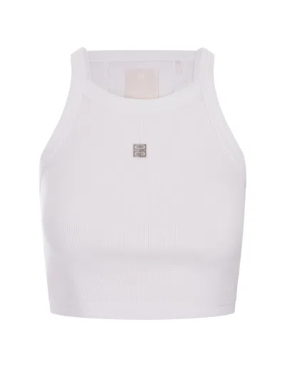 Givenchy White Crop Top With Logo Plaque