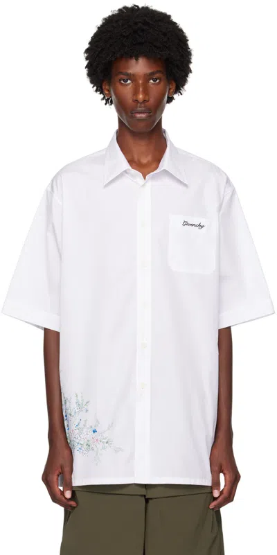 Givenchy White Floral Shirt In 100-white