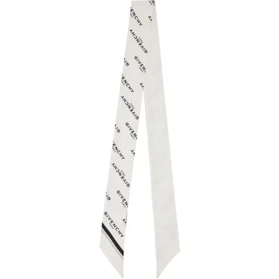 Givenchy White ' Shadow' Bicolor Bandeau Silk Scarf