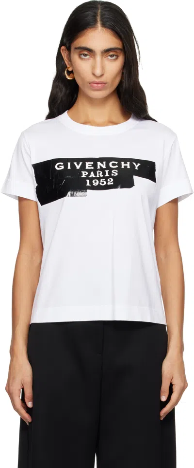 GIVENCHY WHITE 'GIVENCHY' TAPE PRINT T-SHIRT