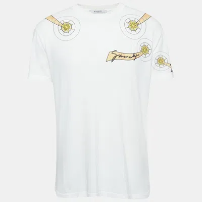 Pre-owned Givenchy White Goat Print Cotton Knit Crew Neck T-shirt Xs