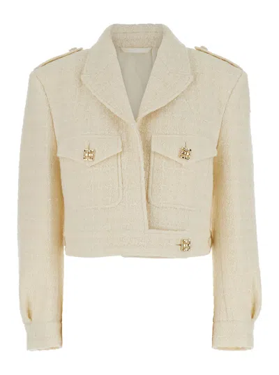 Givenchy Single-breasted Cropped Blazer In Beige