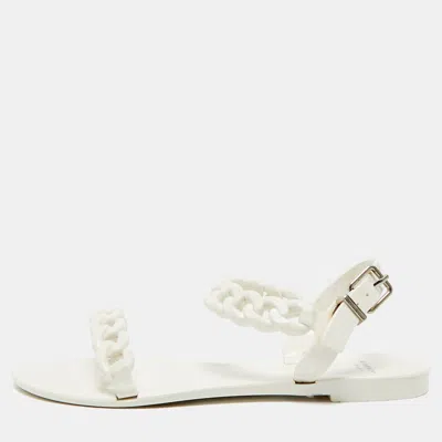Pre-owned Givenchy White Jelly Chain-link Flat Sandals Size 37