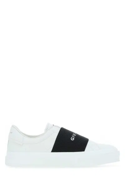 Givenchy White Leather New City Slip Ons In Whiteblack