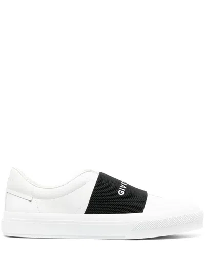 Givenchy White Leather Sneakers With Elastic Strap And Chunky Sole For Men