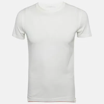 Pre-owned Givenchy White Logo Band Trim Jersey T-shirt Xs