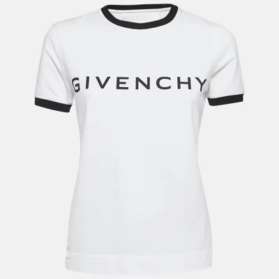 Pre-owned Givenchy White Logo Print Cotton Jersey T-shirt M