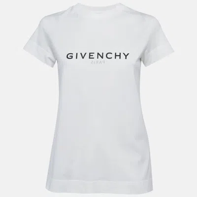 Pre-owned Givenchy White Logo Print Cotton Short Sleeve T-shirt Xs