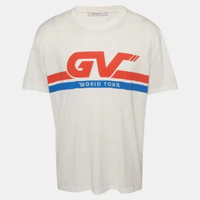 Pre-owned Givenchy White Logo Print Jersey World Tour T-shirt Xxl
