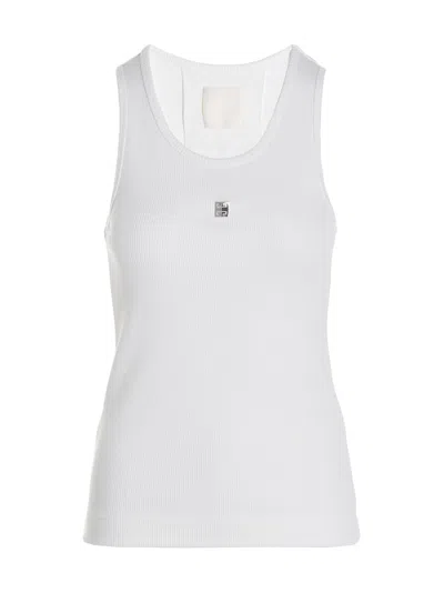 Givenchy White Logo Scoop Neck Top