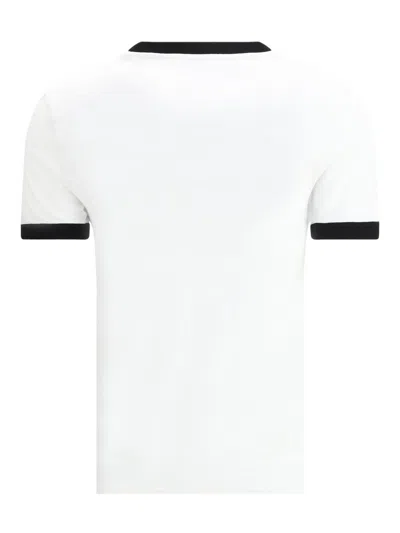 Givenchy White Mc T-shirt Black Collar Logo In White,black