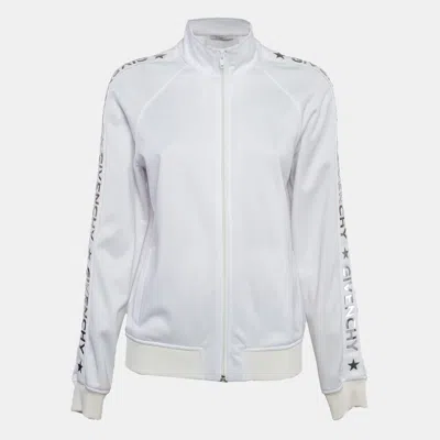 Pre-owned Givenchy White Metallic Logo Print Jersey Jacket L