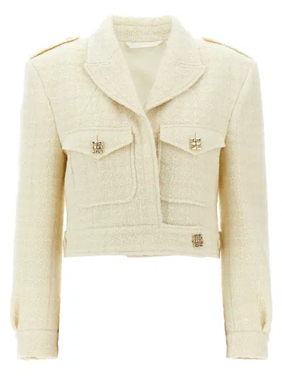 GIVENCHY BEIGE TWEED CROPPED BLAZER