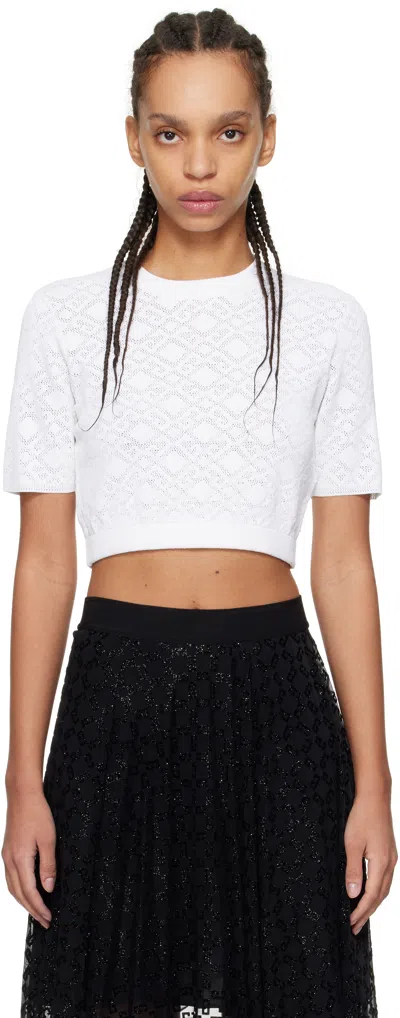 GIVENCHY WHITE MONOGRAM 72 JACQUARD CROPPED SWEATER