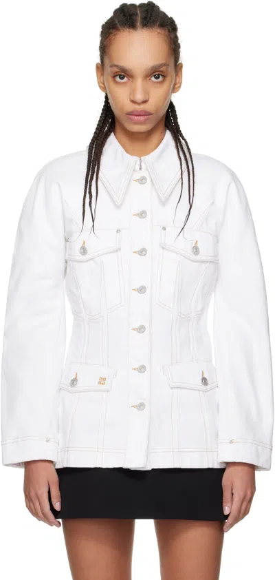 GIVENCHY WHITE O SHAPED SLEEVES DENIM JACKET