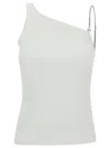 GIVENCHY WHITE ONE-SHOULDER TOP WITH 4G CHAIN IN STRETCH COTTON WOMAN