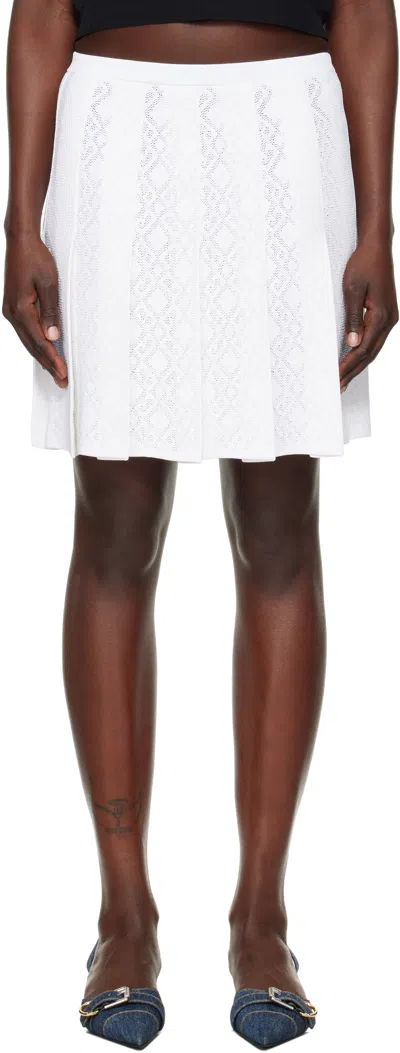 GIVENCHY WHITE PLEATED MONOGRAM 72 JACQUARD MINISKIRT
