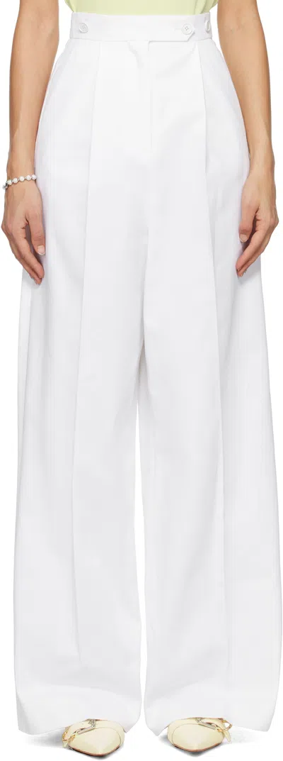Givenchy Womens White Pleated Two-slip-pockets Wide-leg High-rise Cotton Trousers