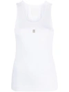 GIVENCHY WHITE RIBBED STRETCH TANK TOP