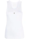 Givenchy Women's White Logo-plaque Cropped Ribbed Cotton-jersey Tank Top In White