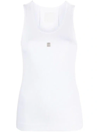 GIVENCHY WHITE RIBBED STRETCH TANK TOP