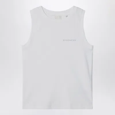GIVENCHY GIVENCHY WHITE RIBBED TANK TOP WITH LOGO