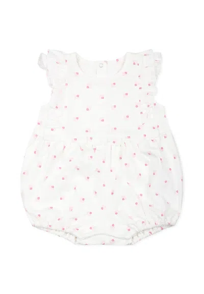 Givenchy White Romper For Baby Girl With 4g Pattern
