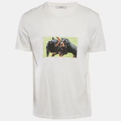 Pre-owned Givenchy White Rottweiler Patch Cotton T-shirt L